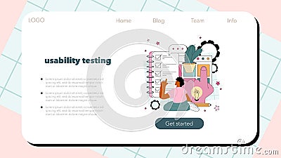 Website testing web banner or landing page. Code testing Vector Illustration
