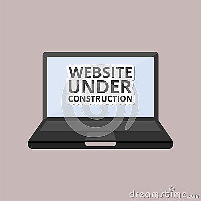 Website under construction, Laptop sign Vector Illustration