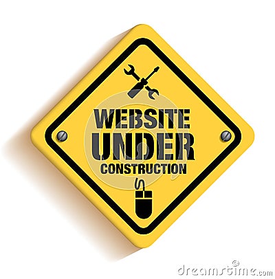 Website Under Construction Sign in White Backgroun Vector Illustration