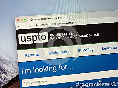 Website of The United States Patent and Trademark Office USPTO Editorial Stock Photo