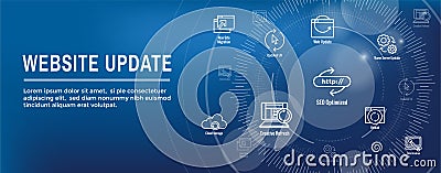 Website Update Icon Set with Web Header Banner Vector Illustration