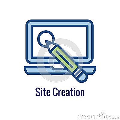 Website Update Icon - with thin line outline imagery Vector Illustration