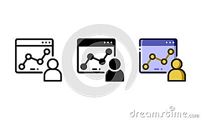 Website visitor icon represented by user and statistics Vector Illustration