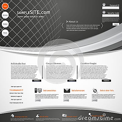 Website Web Design Elements Dark Template Vector Illustration