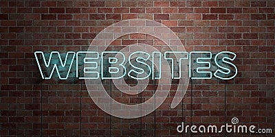 WEBSITES - fluorescent Neon tube Sign on brickwork - Front view - 3D rendered royalty free stock picture Stock Photo