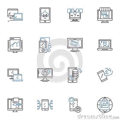 Webverse line icons collection. Internet, Web, Online, Digital, Cyberspace, Virtual, Browser vector and linear Vector Illustration