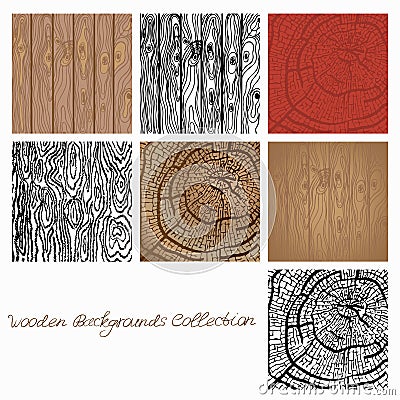 Webwooden backgrounds collection vector illustration. wood texture elements for design Cartoon Illustration