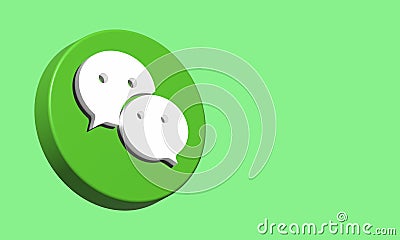 WeChat Circle Button Icon 3D. Elegant Template Blank Space Editorial Stock Photo