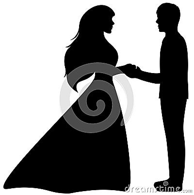 Couple in love in black and white Vector Illustration