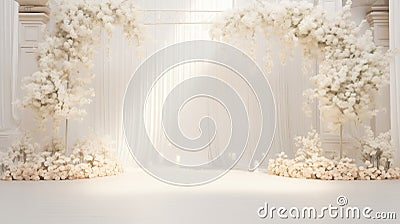 Wedding arch decorated with white flowers Stock Photo