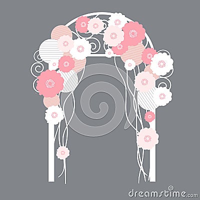 Wedding arch with flowers . Vector illustration. Vector Illustration