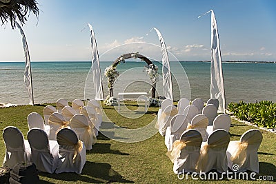 Wedding arch in front of sea Stock Photo