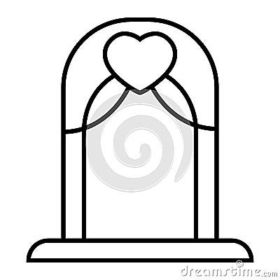 Wedding arch thin line icon. Altar vector illustration isolated on white. Arch outline style design, designed for web Vector Illustration