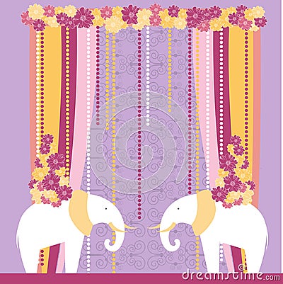 Wedding arch with elephants. Vector illustration. Vector Illustration