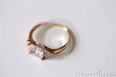 Wedding background. Bride accessories rings, white background Stock Photo