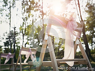 Wedding background of garden chairs Stock Photo