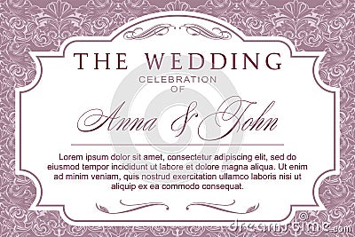 Wedding banner or invitations in Baroque style Vector Illustration