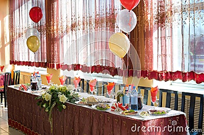 Wedding banquet table Stock Photo