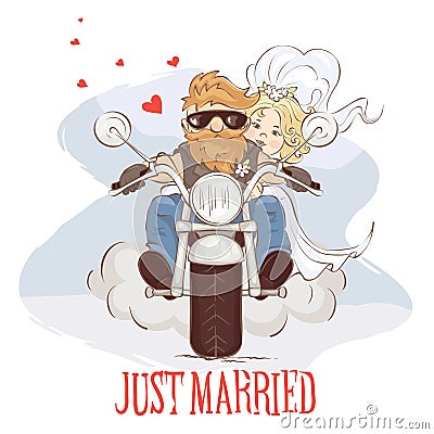 Wedding bikers Vector Illustration