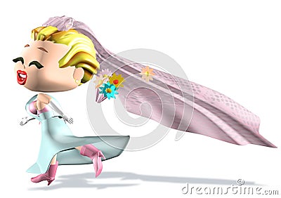 Wedding blonde girl Cartoon Illustration