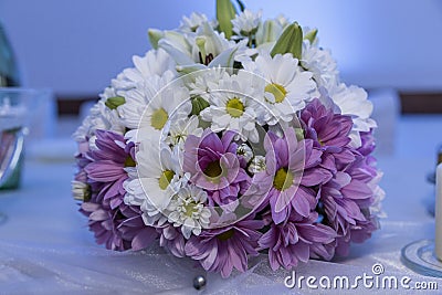 Wedding bloom on table Stock Photo