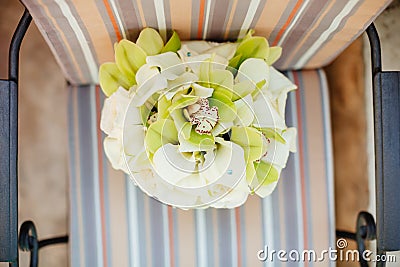 Wedding bouquet orchids and peonies Stock Photo