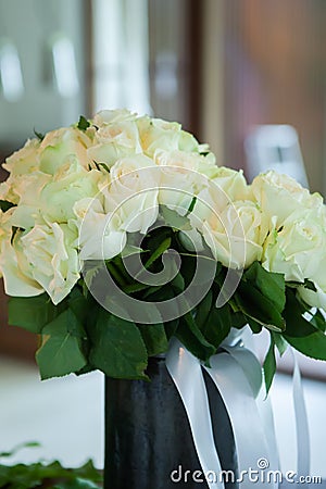Wedding bouquet of white roses Stock Photo