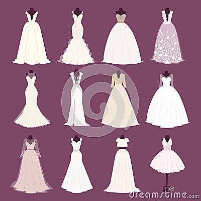 Wedding bride dress vector different edsign Vector Illustration