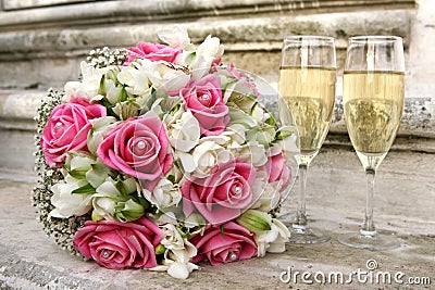 Wedding bunch of roses Stock Photo