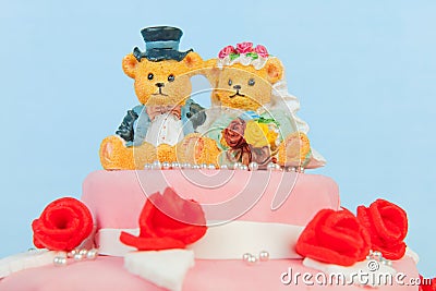 Wedding cake with bears Stock Photo