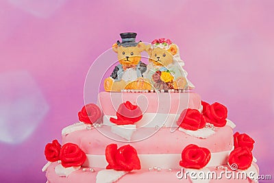 Wedding cake with bears Stock Photo