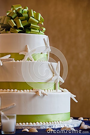Wedding cake with green Stock Photo