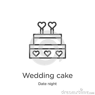 wedding cake icon vector from date night collection. Thin line wedding cake outline icon vector illustration. Outline, thin line Vector Illustration