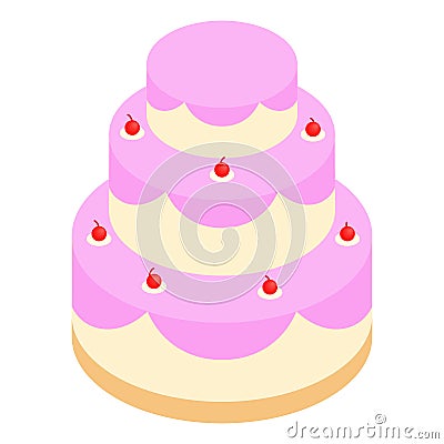 Wedding cake isometric 3d icon Vector Illustration