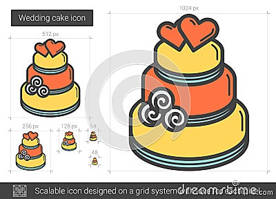 Wedding cake line icon. Vector Illustration