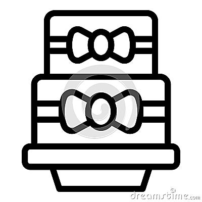 Wedding cake with ribbon icon outline vector. Decorated bridal cake Vector Illustration