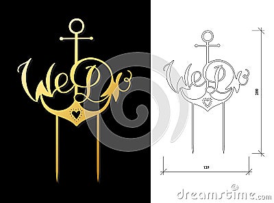 Wedding cake topper Vector Illustration