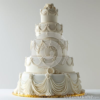Wedding cake on white background. Classic wedding-cake Stock Photo