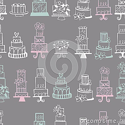 Vector pattern with wedding cakes Vector Illustration