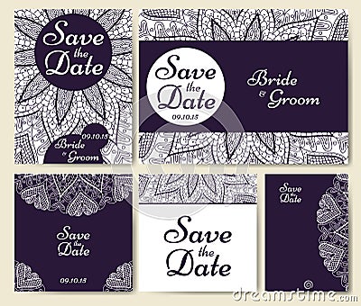 Wedding card collection with mandala. Template of invitation card. Decorative greeting invitaion design with vintage Islam, arabic Vector Illustration