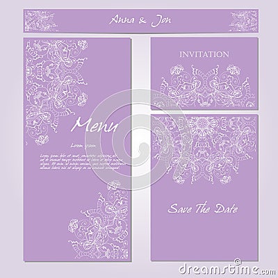 Wedding card collection, Patterned zentangle Vector Illustration