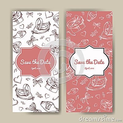 Wedding card collection. Template of invitation card. Decorative greeting invitaion design Vector Illustration