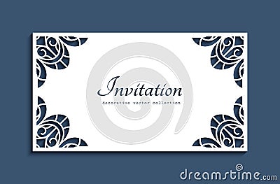 Wedding card with lace corner decoration Vector Illustration