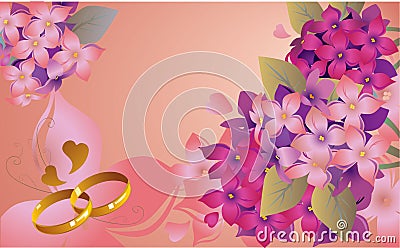 Wedding card with lilac Vector Illustration