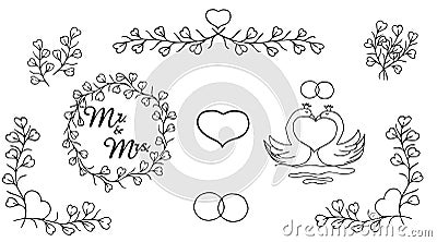 Wedding card, Lovely Wedding Design Stylized decor Vector Illustration