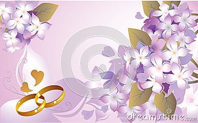 Wedding card with violet lilac Vector Illustration