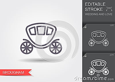 Wedding carriage. Line icon brougham with editable stroke Vector Illustration