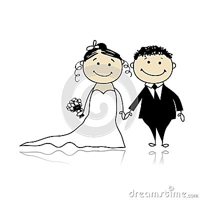 Wedding ceremony - bride and groom together Vector Illustration