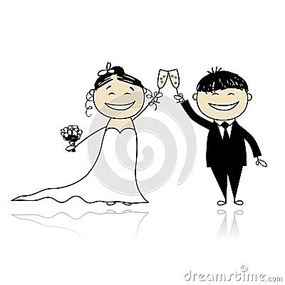 Wedding ceremony - bride and groom together Vector Illustration