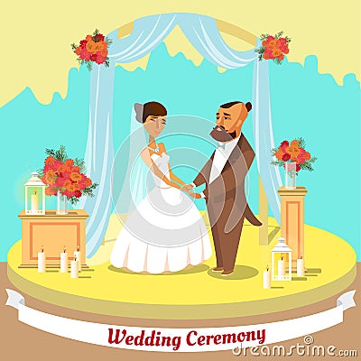 Wedding Ceremony. Vector Flat Illustration. Vector Illustration